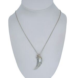 Sterling Silver 925 Crystal Feather Heart Charm Pendant Necklace 18"-19"-20"